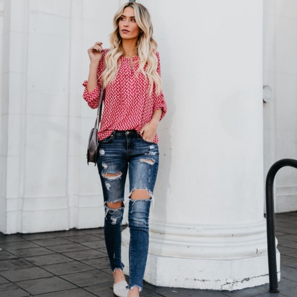 Blossom red floral blouse